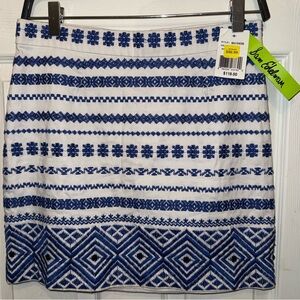 Sam Edelman Navy and White Geometric Mini Skirt